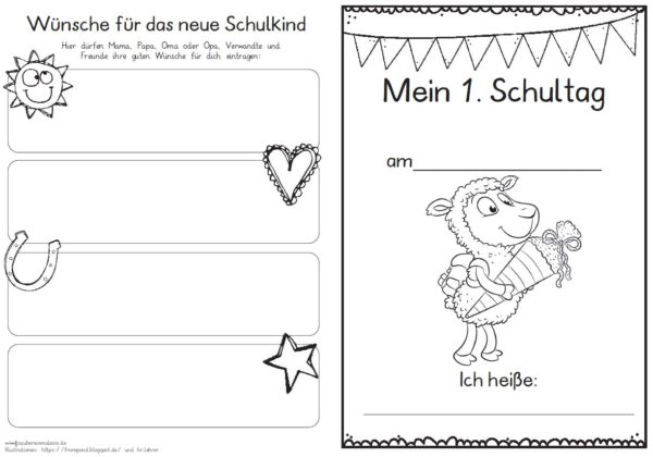 Erster Schultag – Hausaufgabenheftchen 2020 - Schaf