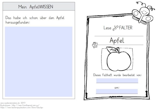 Lese(info)falter Apfel - interaktive pdf Datei