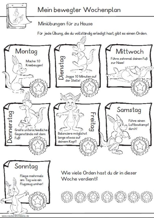 10 Wochenbewegungspläne - Distanzlernen und Präsenzunterricht