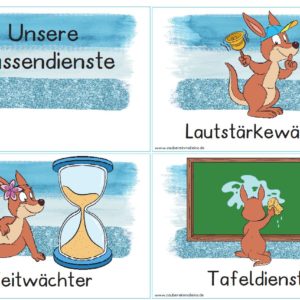 46 Klassendienste – Schilder mit Kängurus