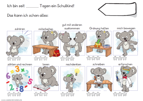 Das kann ich schon - Selbsteinschätzungsbogen / Koalas