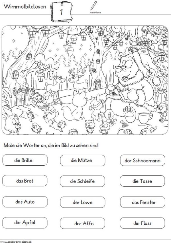 Weihnachtliches Wimmelbildlesen