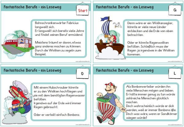 Fantastische Berufe - ein Leseweg mit 12 Stationen