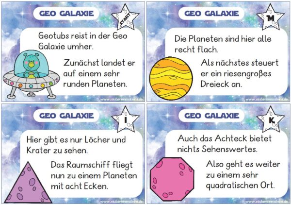Leseweg: Geo Galaxie- 12 Stationen (auch interaktiv)