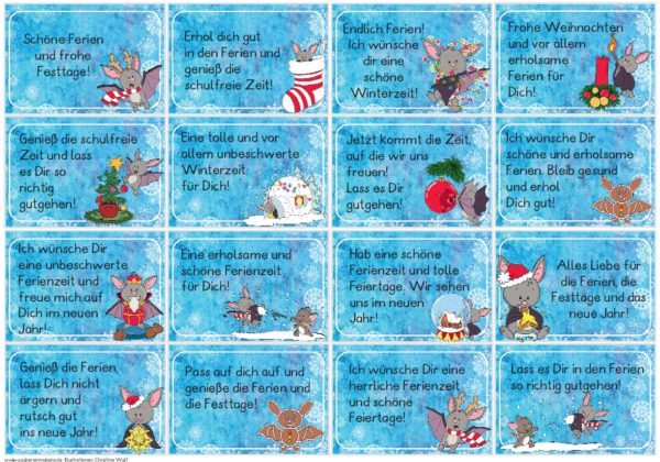 Minikärtchen für die Weihnachtsferien - Fledermaus