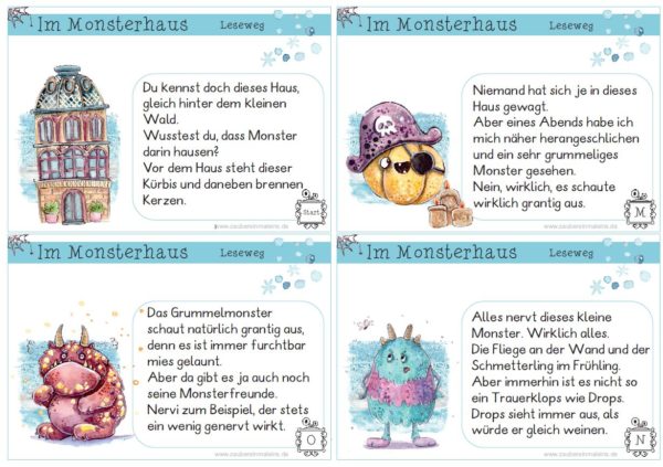 Leseweg: Im Monsterhaus- 12 Stationen