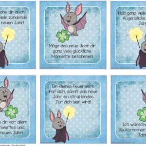 Kärtchen zu Neujahr oder zum Geburtstag - Fledermaus