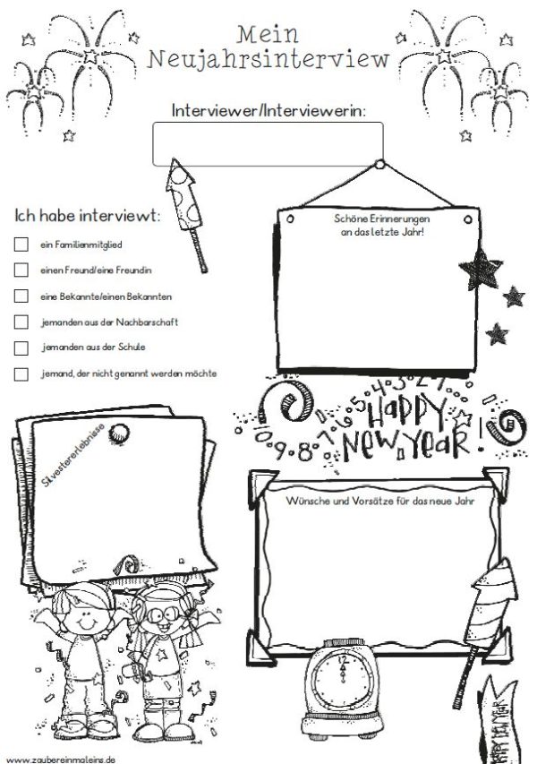 Neujahrsinterview - Arbeitsblatt - (auch als interaktive pdf Datei)