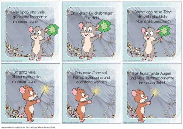 Kärtchen zu Neujahr oder zum Geburtstag - Maus