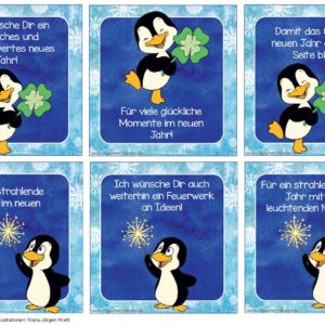 Kärtchen zu Neujahr oder zum Geburtstag - Pinguin