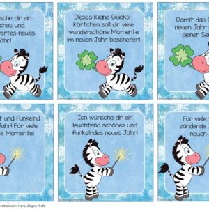 Kärtchen zu Neujahr oder zum Geburtstag - Zebra