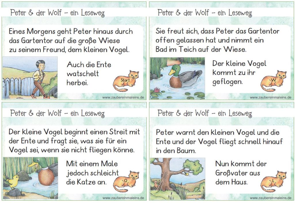 Peter Und Der Wolf Text Kurzfassung Leseweg: Peter und der Wolf – 11 Stationen (auch interaktive Übungen