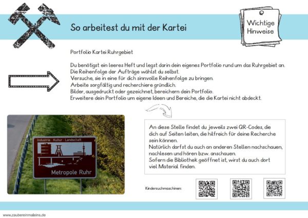 Portfoliokartei: Das Ruhrgebiet - Distanzlernen und Präsenzunterricht