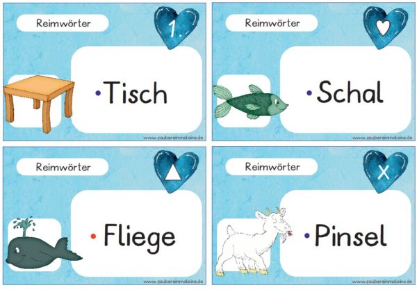 Leseweg: Reimwörter - 16 Stationen (auch interaktive Übungen)