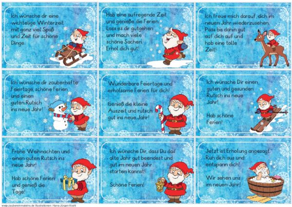 Minikärtchen für die Weihnachtsferien - Wichtelgruß