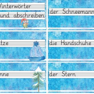 Winterwörter - Wortkärtchen für einen bewegten Rechtschreibunterricht
