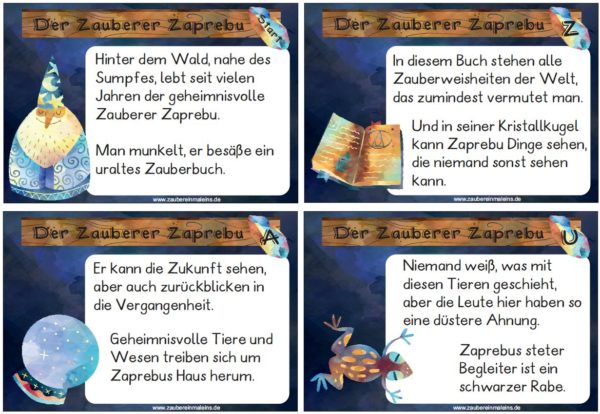 Leseweg: Der Zauberer Zaprebu - Leseweg 12 Stationen (auch interaktiv)