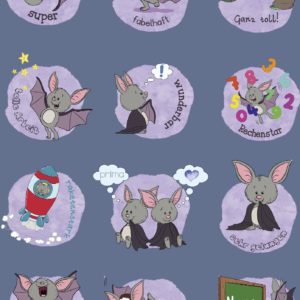 12 digitale Sticker Fledermaus