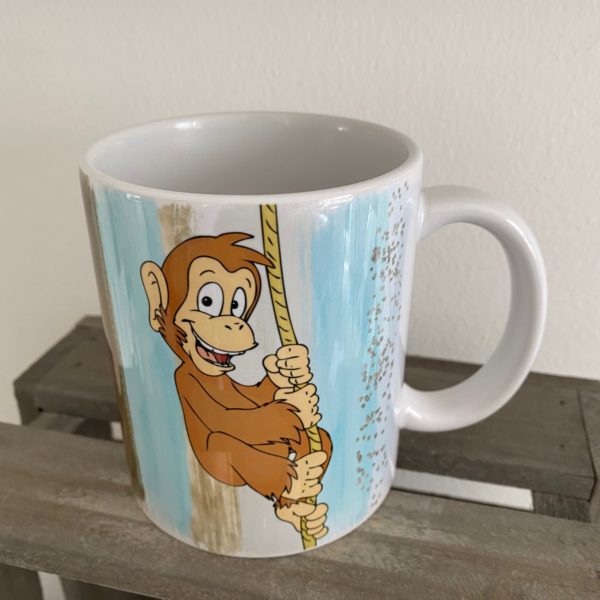 Keramiktasse Hochglanz: Affenstark