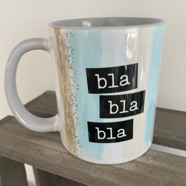 Keramiktasse Hochglanz: 3 x bla
