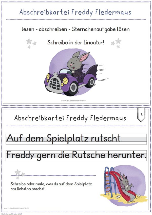 Freddy Fledermaus Abschreibkartei
