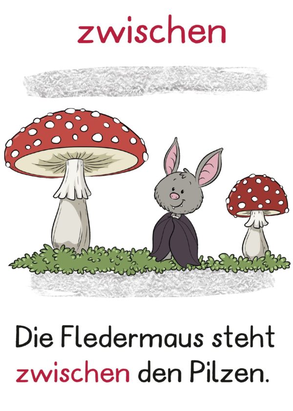 Aushänge: Lokale Präpositionen - Fledermausversion
