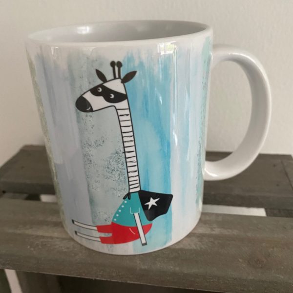 Keramiktasse Hochglanz: Giraffe Superhero