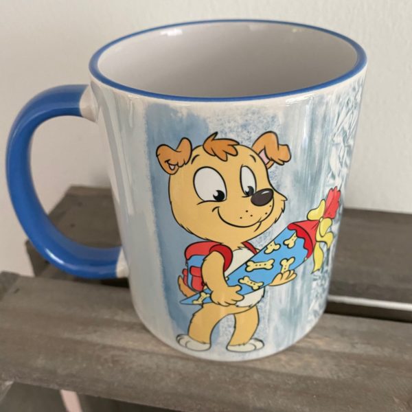 Keramiktasse Hochglanz: Einschulung Hund