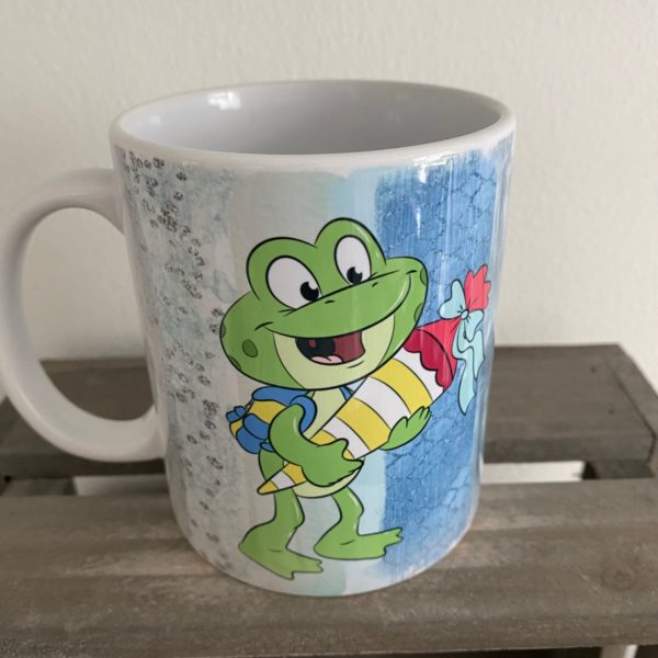 Keramiktasse Hochglanz: Einschulung Frosch 3