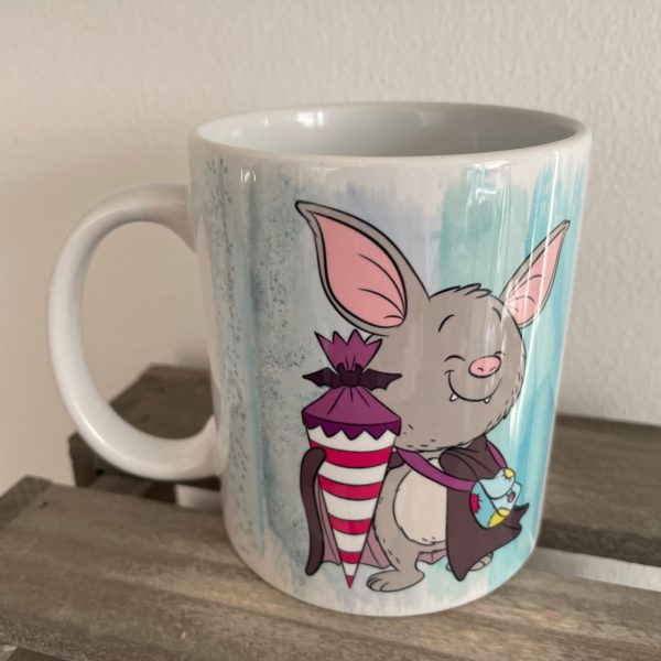 Keramiktasse Hochglanz: 1. Klasse Fledermaus