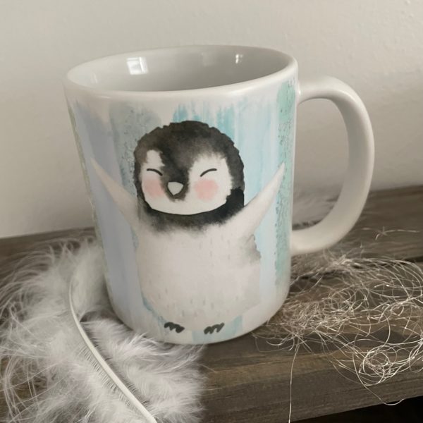 Keramiktasse satin: Ich will einen Pinguin