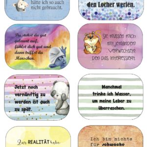 36 eckige Buttonvorlagen mit lustigen Sprüchen