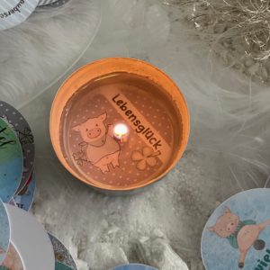 16 Teelichtbotschaften Glück/Silvester