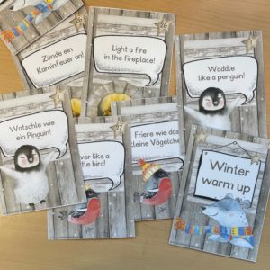 Sparpaket: 27 Bewegungskarten Winter - englisch/deutsch