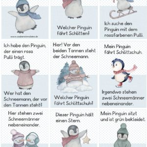 Lesespiel: Pinguine und Schneemänner (24 Karten)