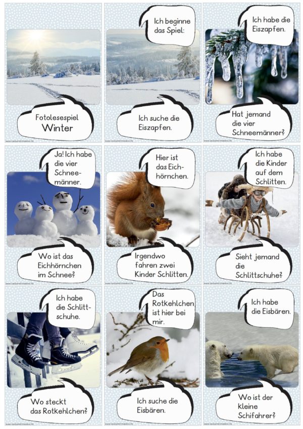 Fotolesespiel: Winter (30 Kärtchen)