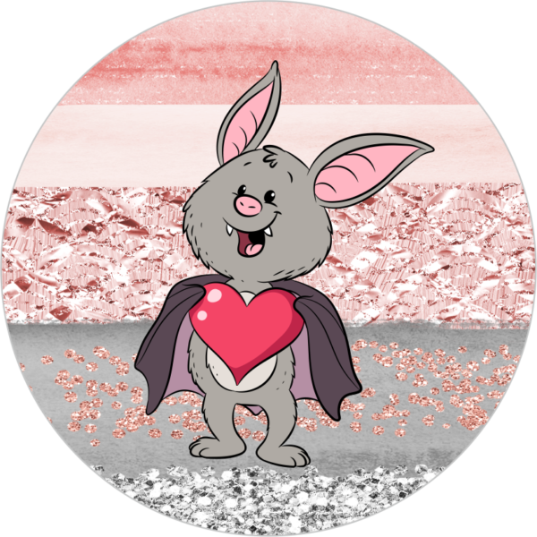 Buttonvorlage Fledermaus mit Herz