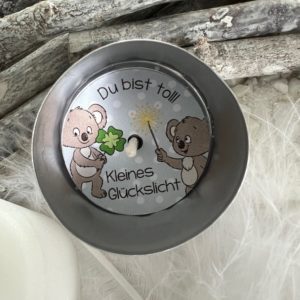 Teelichtbotschaft Koala "Kleines Glückslicht - du bist toll!"