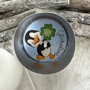 Teelichtbotschaft Pinguin "Glückslicht"