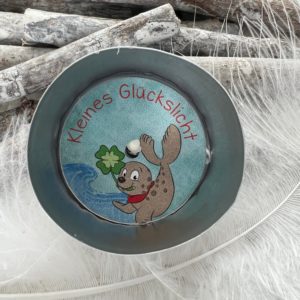 Teelichtbotschaft  Seehund - "Kleines Glückslicht"