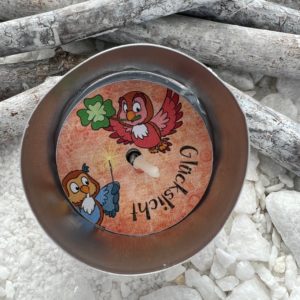 Teelichtbotschaft  Eulen - "Glückslicht"