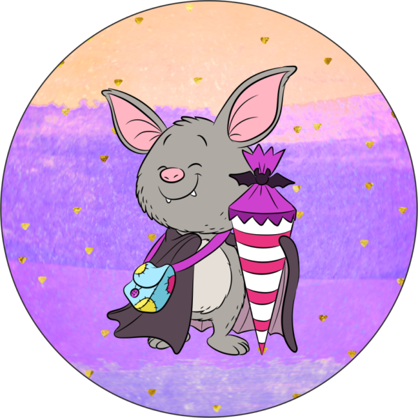 Buttonvorlage Einschulung Fledermaus