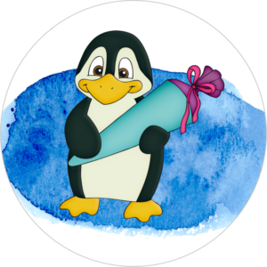 Buttonvorlage Einschulung Pinguin