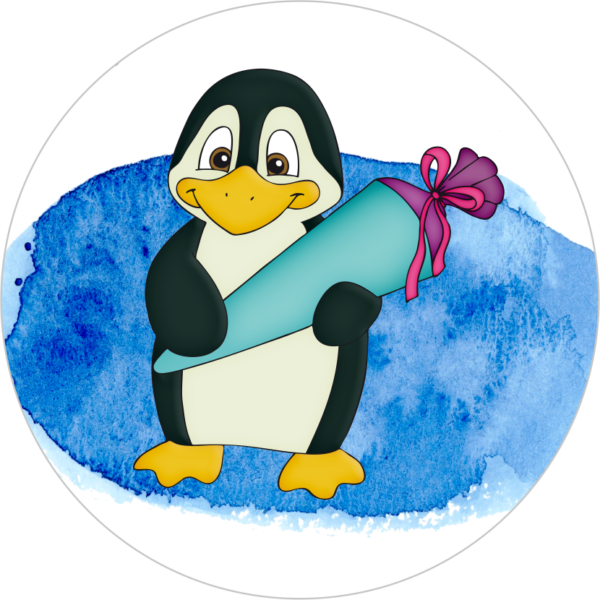 Buttonvorlage Einschulung Pinguin