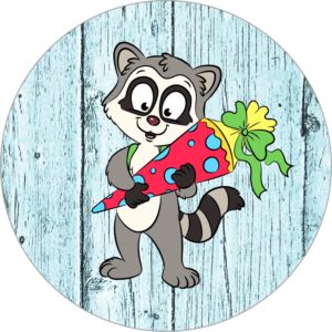 Buttonvorlage Einschulung Waschbär