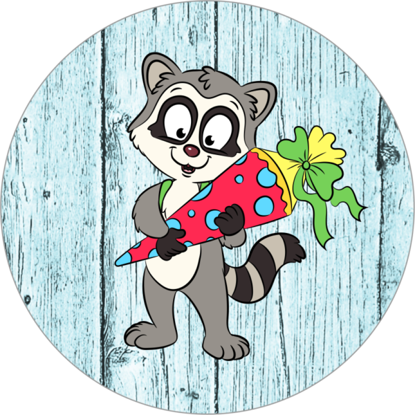 Buttonvorlage Einschulung Waschbär