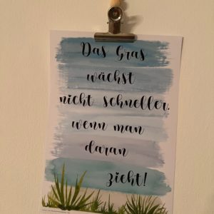 Aushang: Das Gras wächst nicht schneller, wenn man daran zieht!