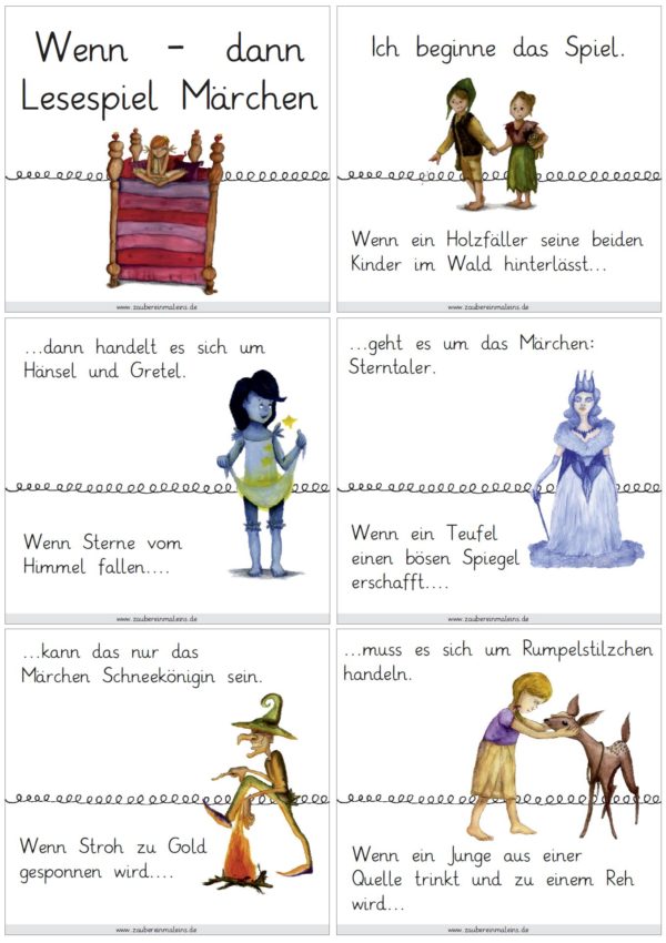 Lesespiel: Wenn ... dann ... - Märchen mit 21 Kärtchen