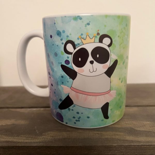 Keramiktasse satin:  Panda verehrt