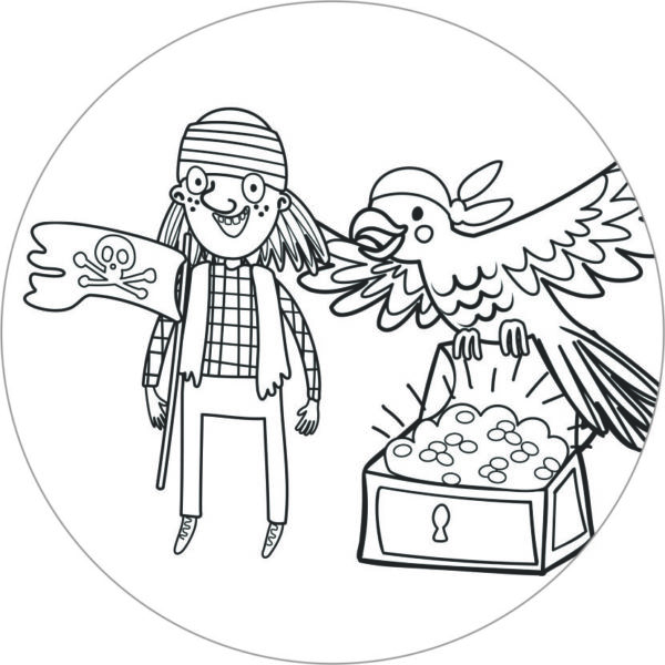 Buttonvorlage zum Ausmalen: Piraten
